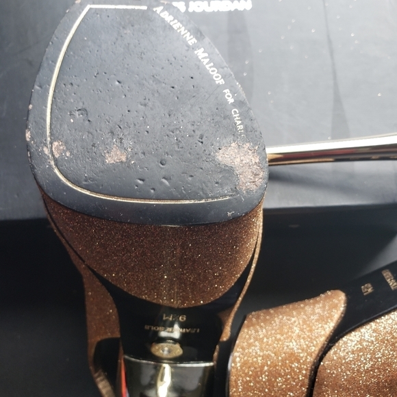 Adrienne Maloof for Charles Jourdan Gold Platform Slingback Stilettos Sz 9.5 - Picture 9 of 12